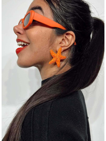 Pendientes Rafia Estrella de Mar Naranja HEVE