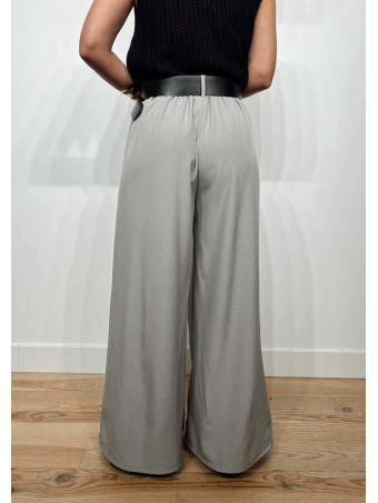 Pantalón Palazzo Cinturón CHARMELLIE Gris Claro HEVE