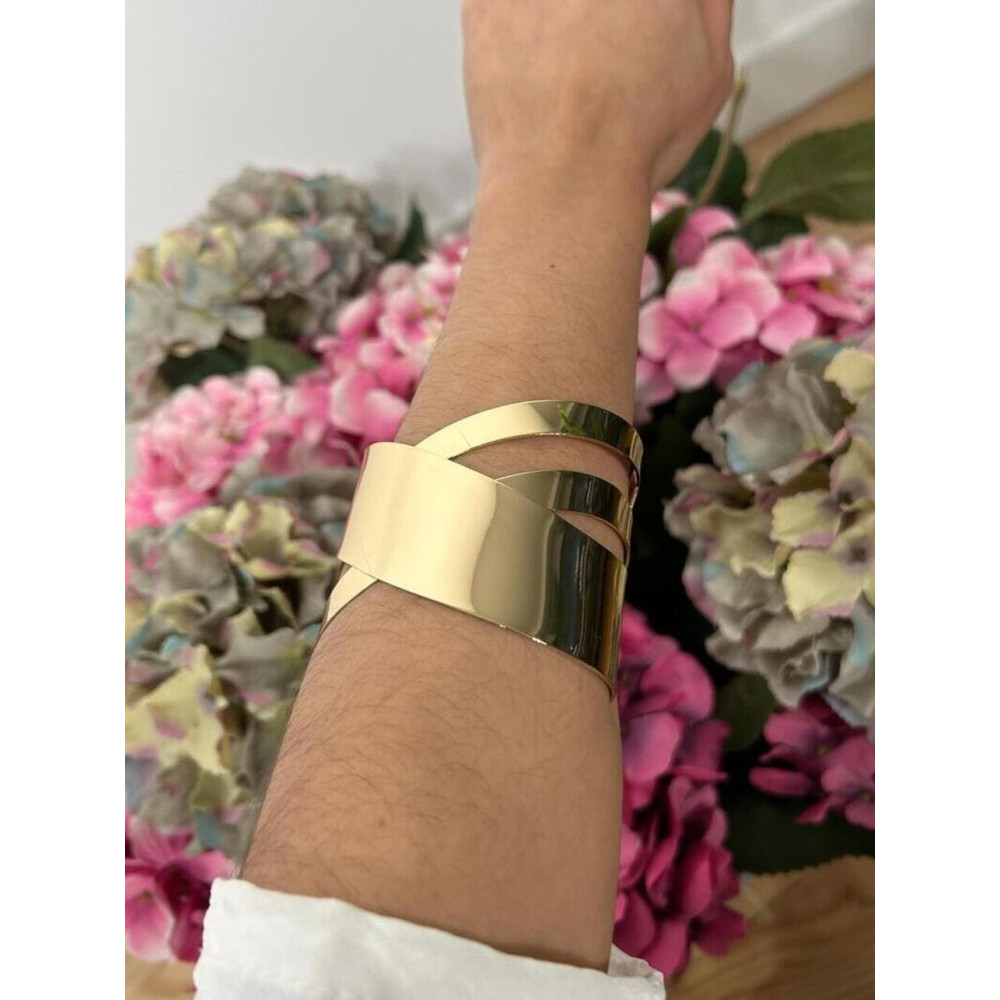 Brazalete Metal Cruzado SHAYNE Oro HEVE