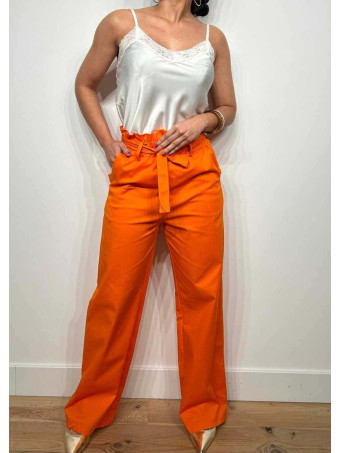 Pantalón Paperbag SELARYN Naranja HEVE