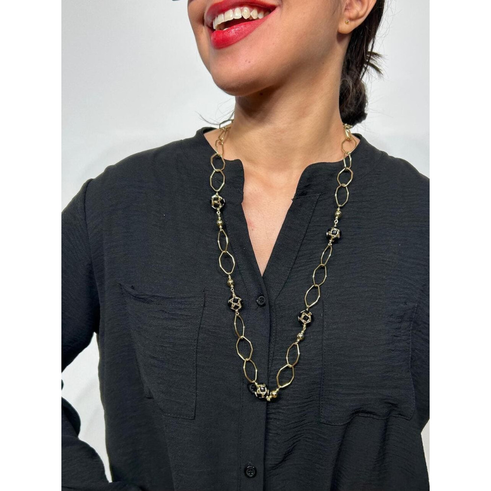 Collar Eslabones Hexagonales SILLENE Oro/Negro 99 HEVE