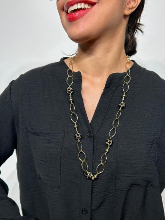 Collar Eslabones Hexagonales SILLENE Oro/Negro 99 HEVE