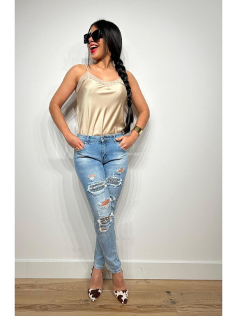 Jeans Skinny Ripped Strass JEWARDE HEVE