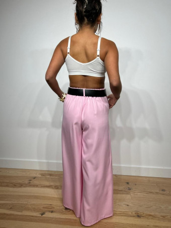 Pantalón Palazzo Cinturón CHARMELLIE Rosa Pastel HEVE