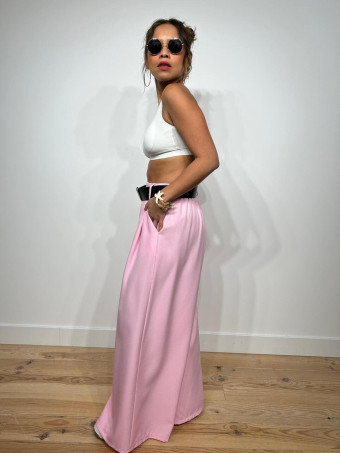 Pantalón Palazzo Cinturón CHARMELLIE Rosa Pastel HEVE