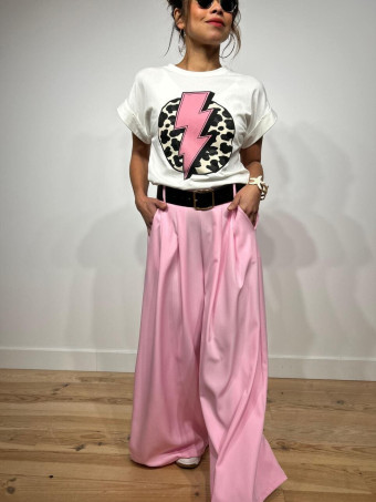 Pantalón Palazzo Cinturón CHARMELLIE Rosa Pastel HEVE