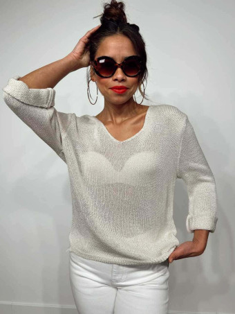 Punto Escote Pico VANTELY Beige HEVE