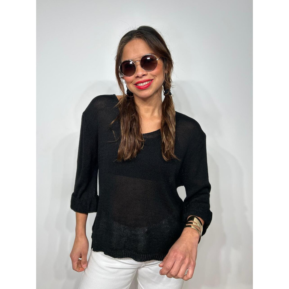 Punto Escote Pico VANTELY Negro HEVE Punto Escote Pico VANTELY Negro HEVE