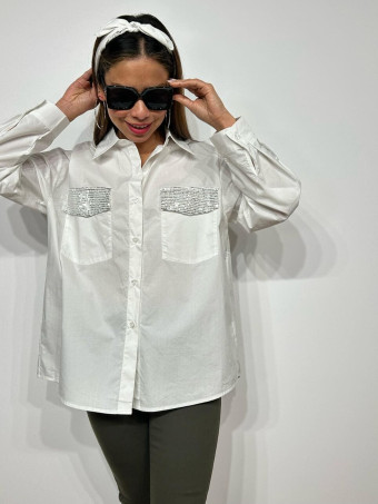 Camisa Oversize Lentejuelas STANLEY Blanco HEVE