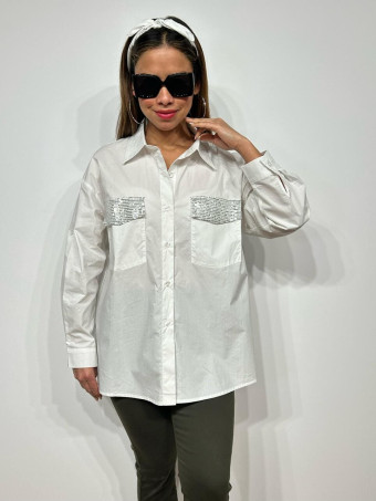 Camisa Oversize Lentejuelas STANLEY Blanco HEVE