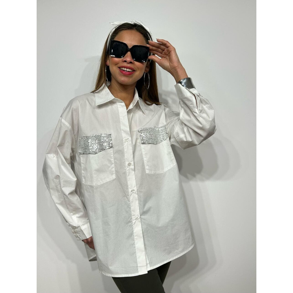 Camisa Oversize Lentejuelas STANLEY Blanco HEVE