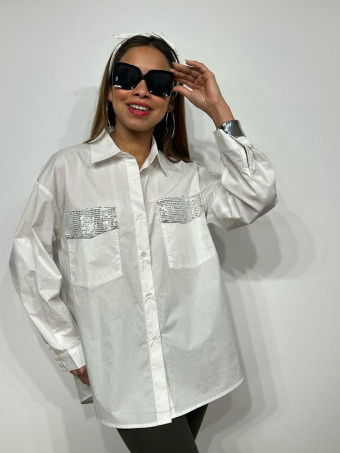 Camisa Oversize Lentejuelas STANLEY Blanco HEVE