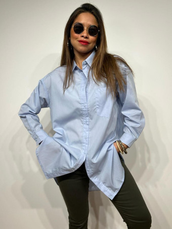 Camisa Básica Extra-Long RYAN Azul HEVE