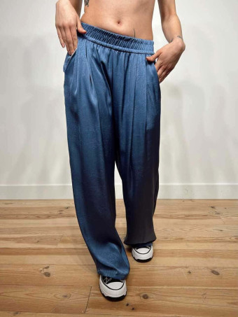 Pantalón Largo Satinado KENDREW Azul HEVE