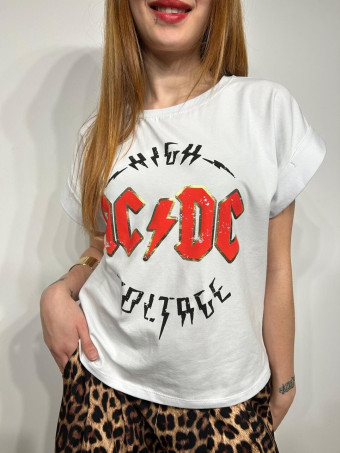 Camiseta Algodón AC/DC HIGH VOLTAGE Blanco HEVE