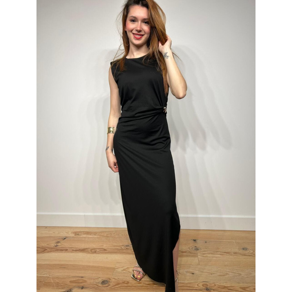 Vestido Entallado Drapeado JUSTINE Negro HEVE