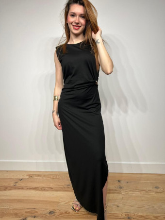 Vestido Entallado Drapeado JUSTINE Negro HEVE