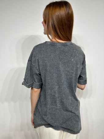 Camiseta Algodón CIRCLE PRINT LOVE Gris HEVE