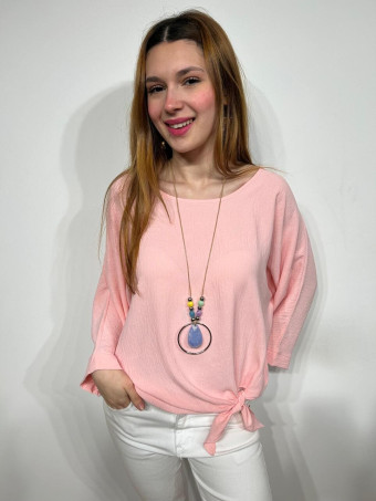 Blusa Nudo con Collar VINKA Rosa Pastel HEVE