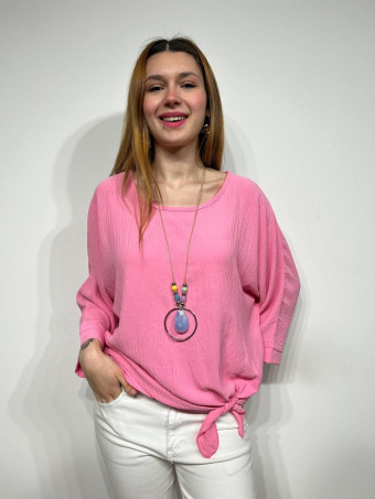 Blusa Nudo con Collar VINKA Rosa Chicle HEVE