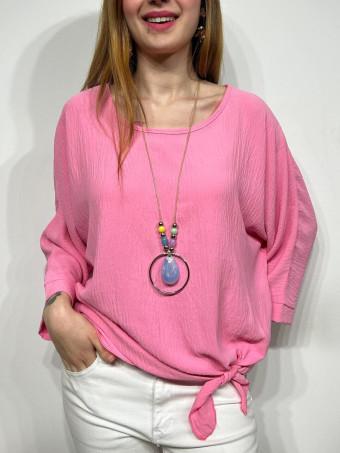 Blusa Nudo con Collar VINKA Rosa Chicle HEVE