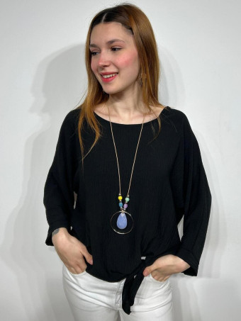 Blusa Nudo con Collar VINKA Negro HEVE