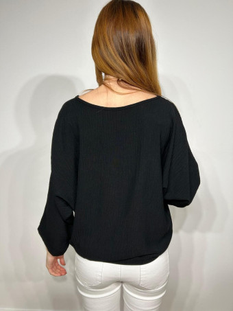 Blusa Nudo con Collar VINKA Negro HEVE