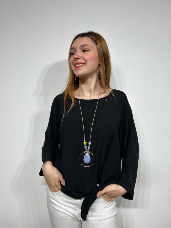 Blusa Nudo con Collar VINKA Negro HEVE