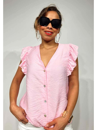 Blusa Textura Volantes MOURA Rosa HEVE