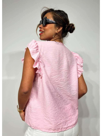 Blusa Textura Volantes MOURA Rosa HEVE