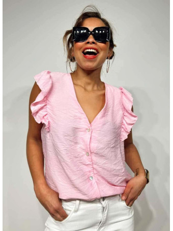 Blusa Textura Volantes MOURA Rosa HEVE