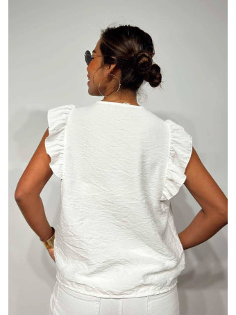 Blusa Textura Volantes MOURA Blanco HEVE