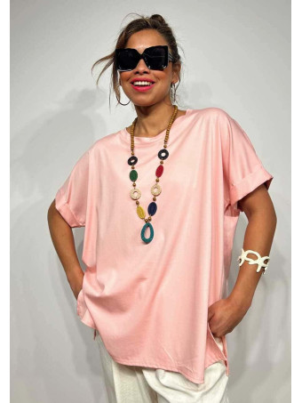 Camiseta Soft Touch con Collar WERGEL Rosa HEVE