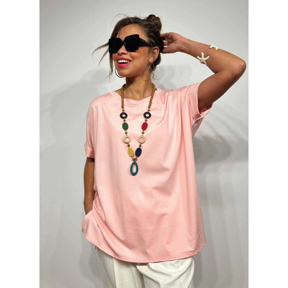 Camiseta Soft Touch con Collar WERGEL Rosa HEVE