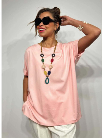 Camiseta Soft Touch con Collar WERGEL Rosa HEVE