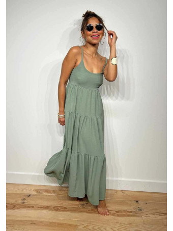 Vestido Largo Paneles CHILOX Khaki HEVE
