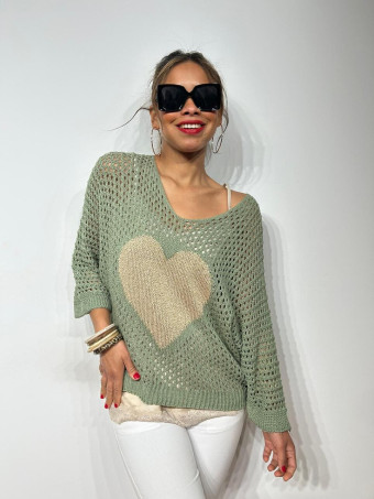 Punto Calado Corazón KEYLOVE Khaki HEVE