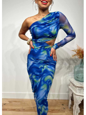 Vestido Asimétrico Tull GISKARD Azul Klein HEVE