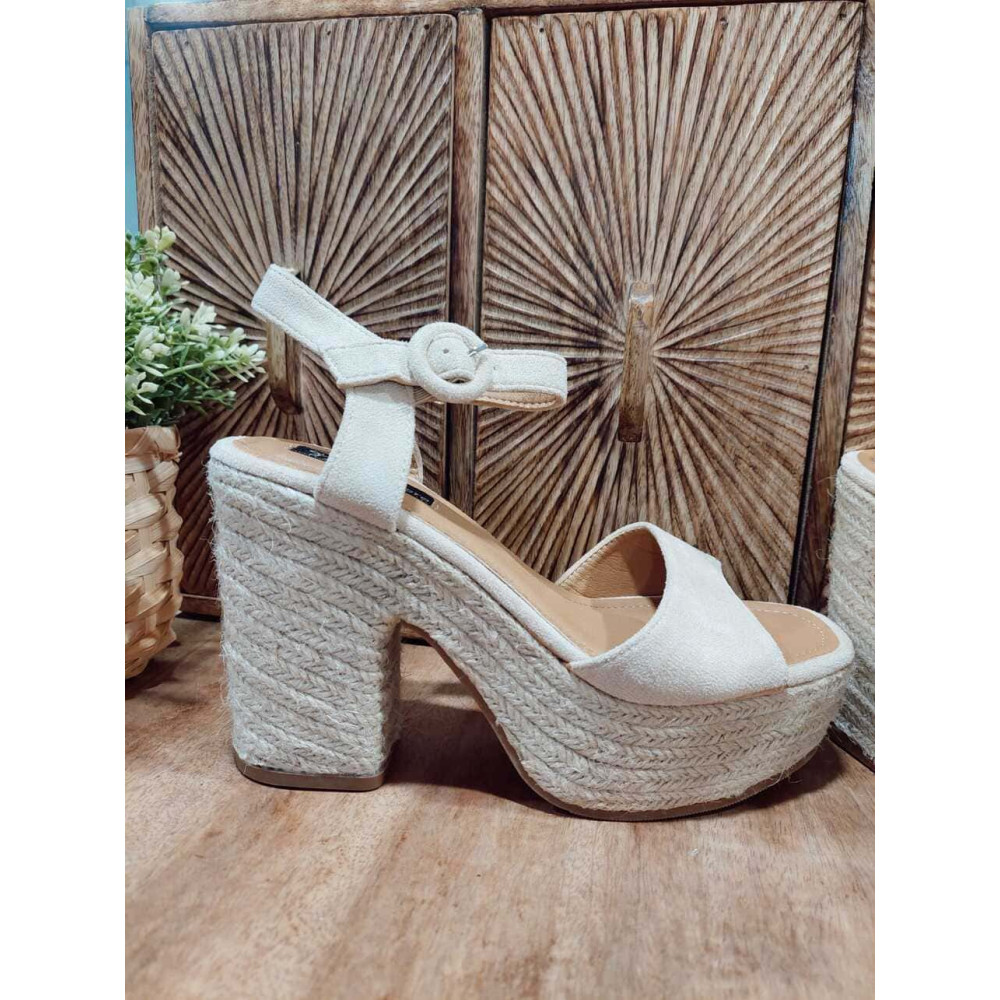 Sandalia Plataforma Yute RAMPINK Beige HEVE