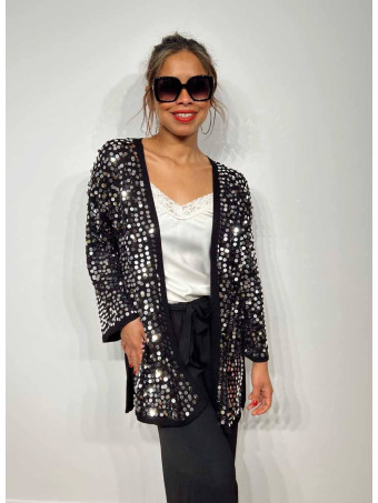 Chaqueta Punto Fino Lentejuelas BREEZE Negro HEVE