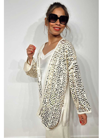 Chaqueta Punto Fino Lentejuelas BREEZE Beige HEVE