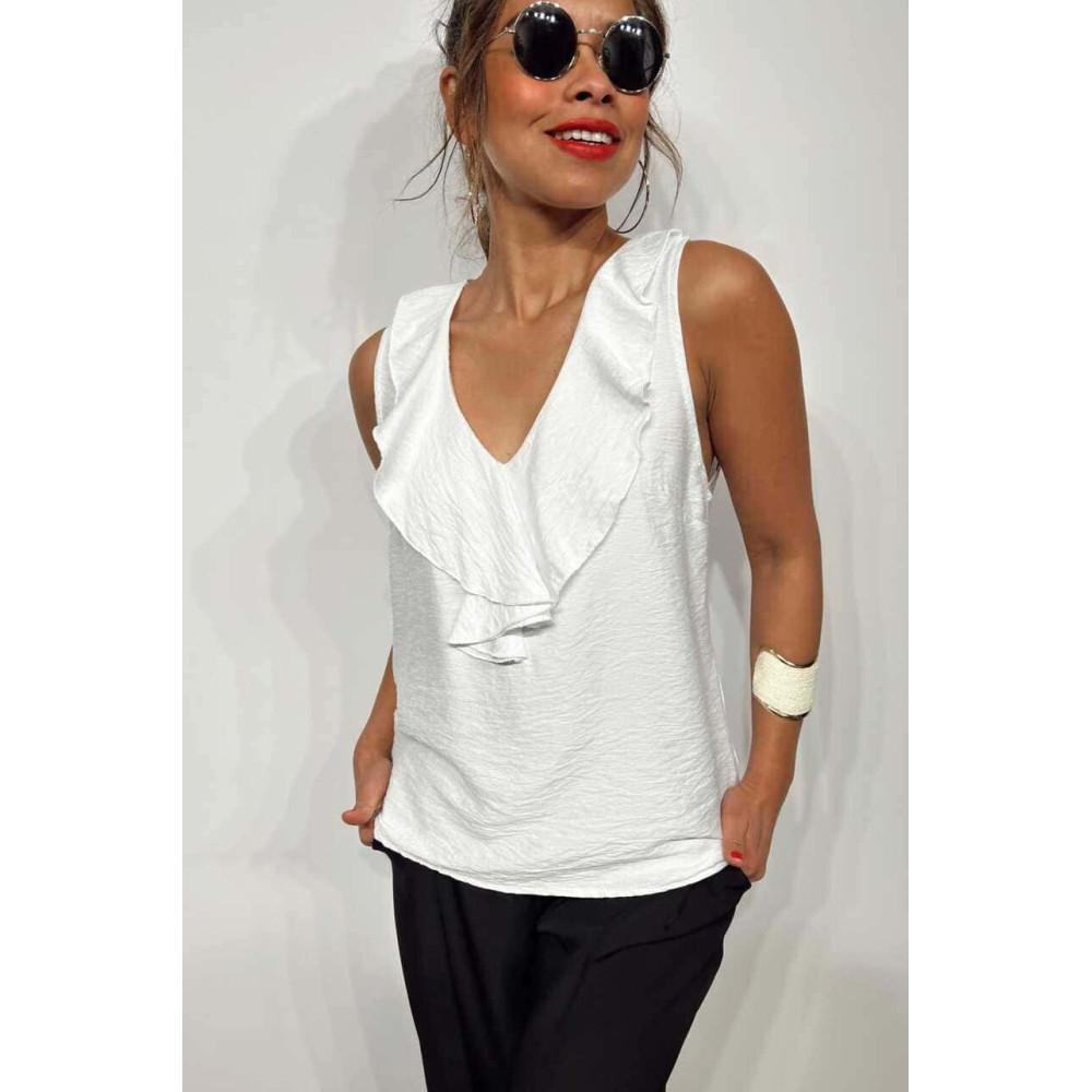Blusa Volantes DAMALS Blanco HEVE Blusa Volantes DAMALS Blanco HEVE
