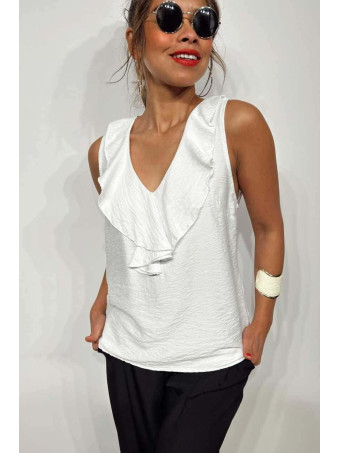 Blusa Volantes DAMALS Blanco HEVE