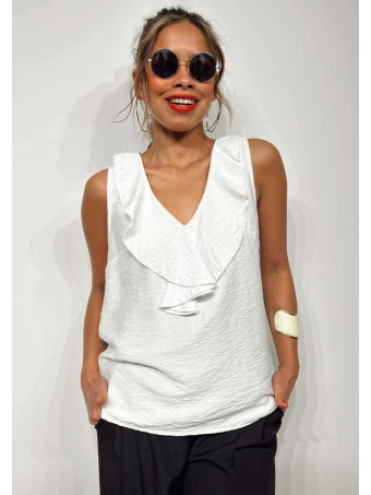 Blusa Volantes DAMALS Blanco HEVE