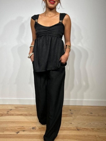 Conjunto Top y Pantalón QELDORAT Negro HEVE