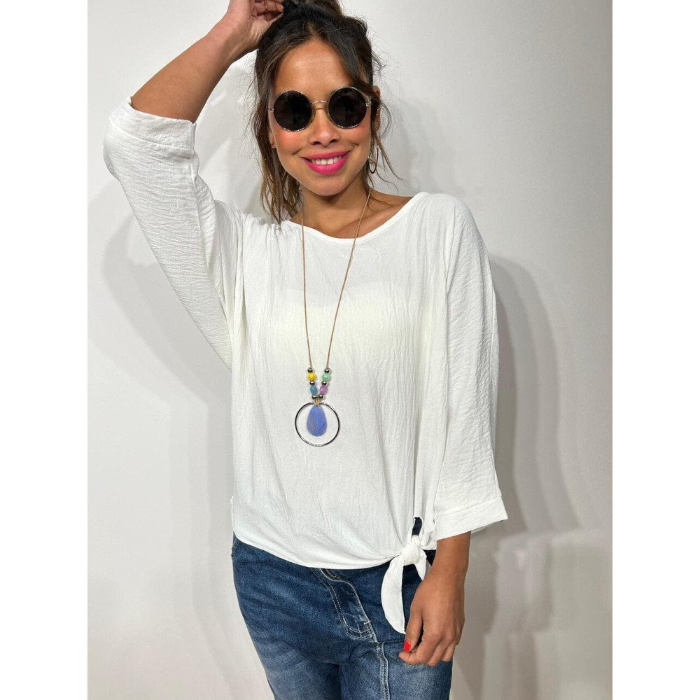 Blusa Nudo con Collar VINKA Blanco HEVE Blusa Nudo con Collar VINKA Blanco HEVE