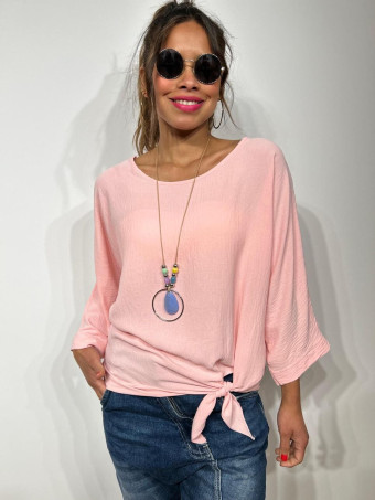 Blusa Nudo con Collar VINKA Rosa Pastel HEVE