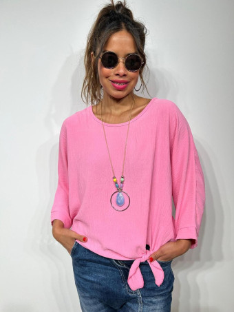Blusa Nudo con Collar VINKA Rosa Chicle HEVE