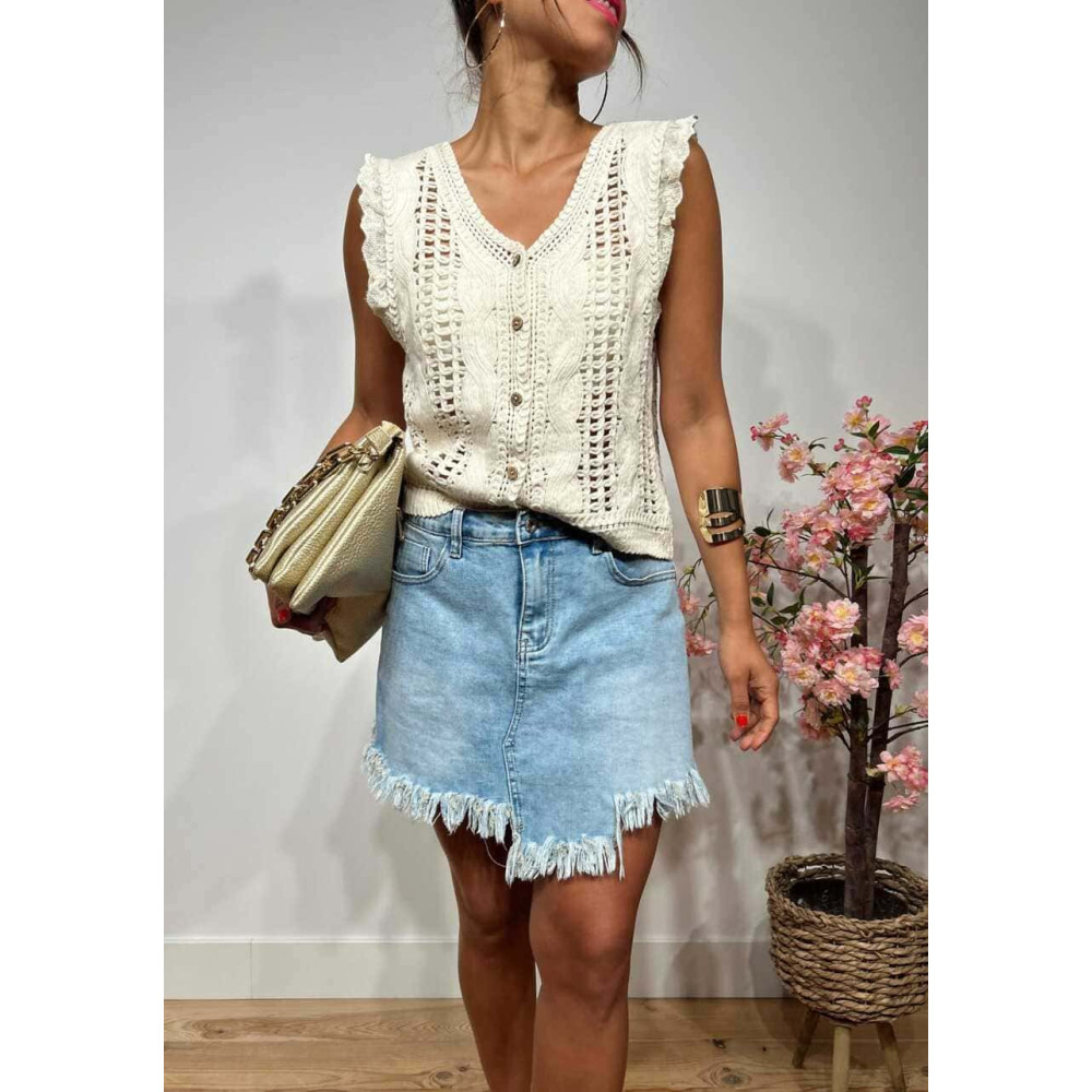 Falda-Pantalón Vaquera Desflecada NOLITA HEVE Falda-Pantalón Vaquera Desflecada NOLITA HEVE