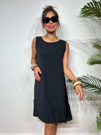 Vestido Corto Evasé SILLENTO Negro HEVE